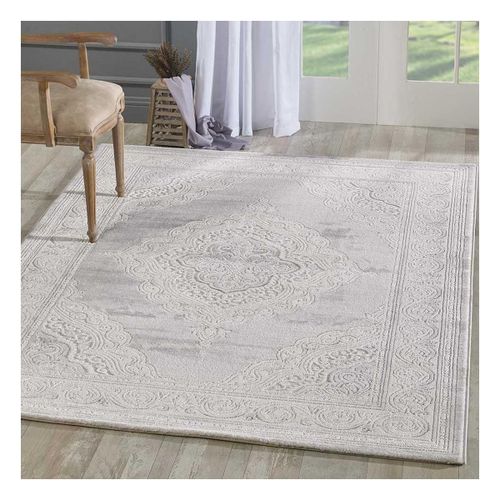 Tapis Oriental 240x340 Rectangle Gris Clair Tissé Motif Ancestral Lyn7 Falan