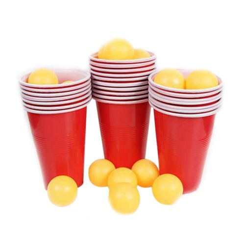 Ensemble De 24 Verres De Ping Pong, Accessoires De Jeu De Bière, Gobelets Rouges, Balles De Ping Pong, Jeux De Société