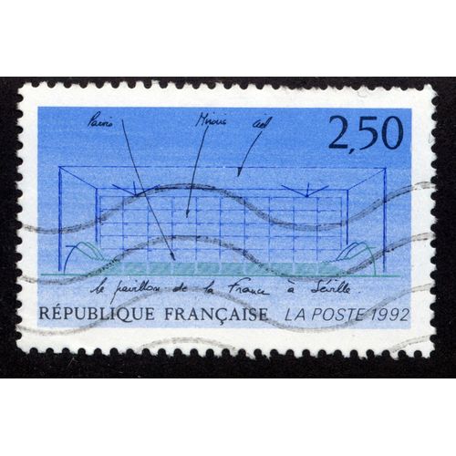 Timbre : 1992 Le Pavillon De La France À Séville,République Française,2,50