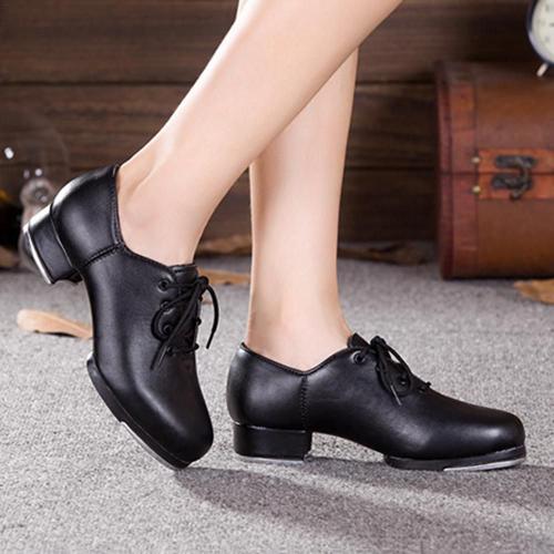 Chaussures En Cuir À Semelle Fendue Pour Femmes, Chaussures De Danse À Lacets Unisexes Pour Adultes