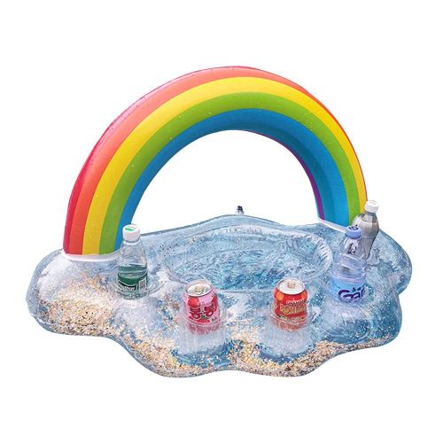 Flotteur De Bière Pour Boisson, Table Bar, Plateau De Plage, Anneau De Natation, Seau De Fête Pour Piscine D'été, Nuage Arc En Ciel Porte Tasse
