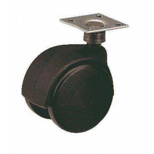 Roulette de meuble Twiny avec chape en plastique noir-35x35mm-sans frein GUITEL
