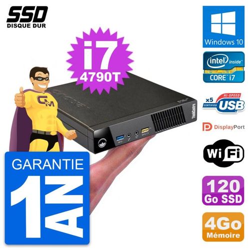 Ultra Mini PC Lenovo M73 Tiny USFF i7-4790T RAM 4Go SSD 120Go Windows 10 Wifi