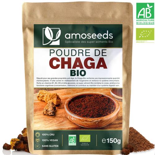 Poudre De Chaga Bio 150g - Qualité Supérieure - Amoseeds 