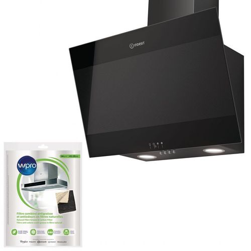 INDESIT Hotte Décorative incliné aspirante noire Largeur 60cm Débit d'air 647m3/h