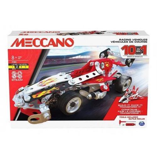 Meccano - Coffret Vehicules De Course 10 Modeles (Voiture, Avion, Bateau) - Jeu Construction Metal - 225 Pieces