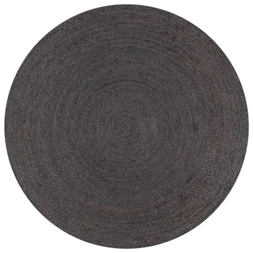 Vidaxl Tapis Fait À La Main Jute Rond 150 Cm Gris Foncé