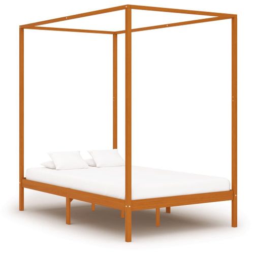 Vidaxl Cadre De Lit À Baldaquin Sans Matelas Bois Massif 120x200 Cm