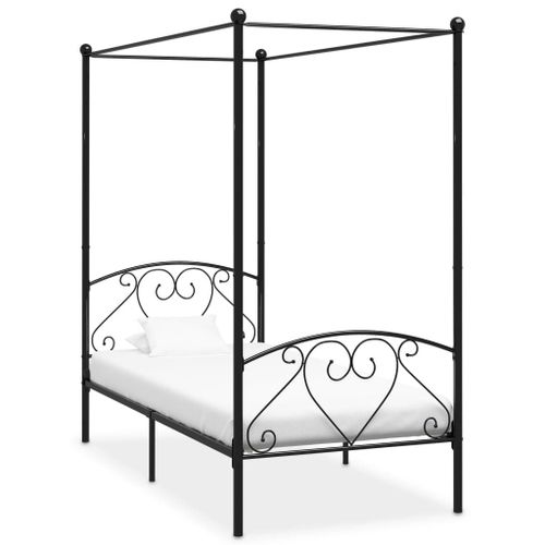 Vidaxl Cadre De Lit À Baldaquin Sans Matelas Noir Métal 120x200 Cm