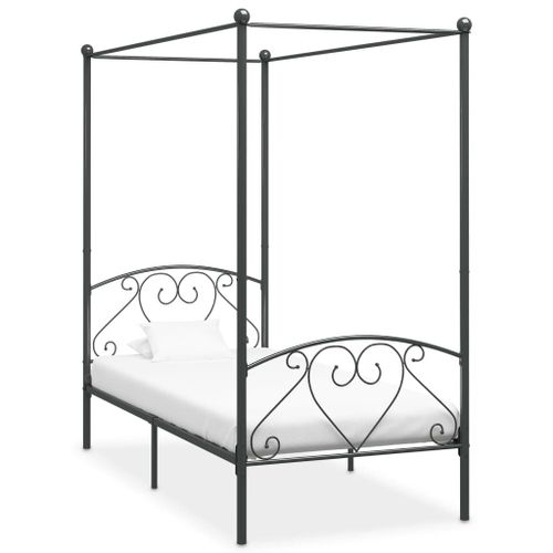 Vidaxl Cadre De Lit À Baldaquin Sans Matelas Gris Métal 100x200 Cm