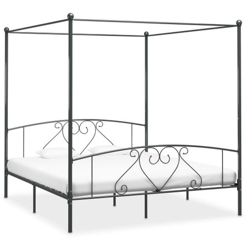 Vidaxl Cadre De Lit À Baldaquin Sans Matelas Gris Métal 180x200 Cm