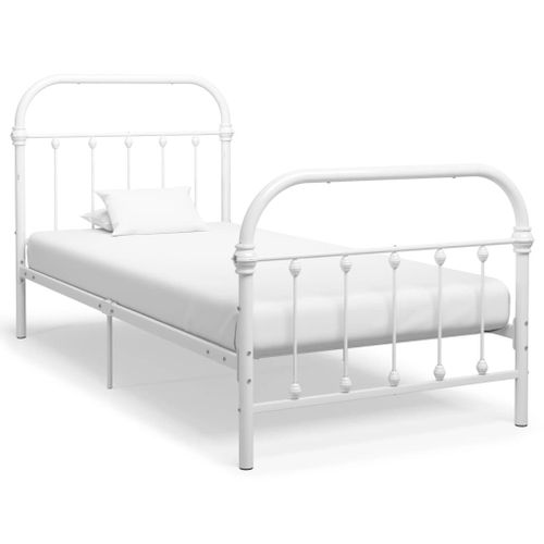 Vidaxl Cadre De Lit Sans Matelas Blanc Métal 90x200 Cm