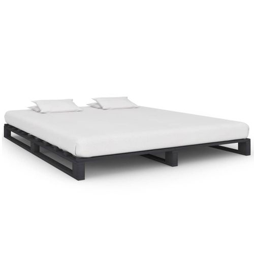 Vidaxl Cadre De Lit De Palette Sans Matelas Gris 160x200cm Bois Massif