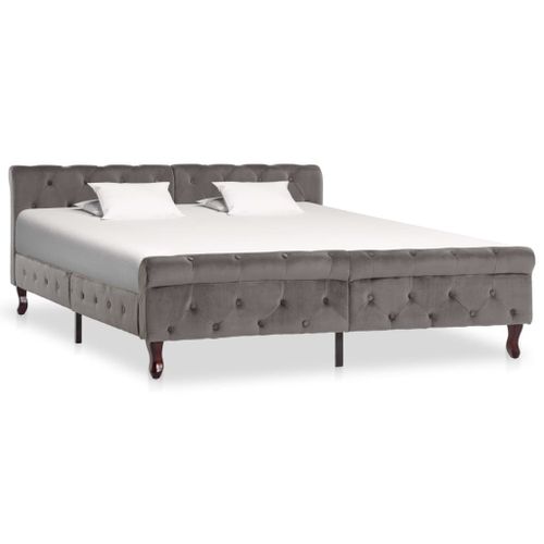 Vidaxl Cadre De Lit Sans Matelas Gris Velours 160x200 Cm