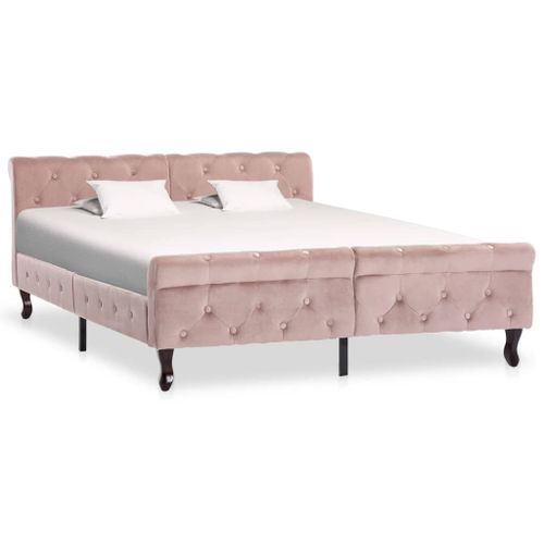 Vidaxl Cadre De Lit Sans Matelas Rose Velours 140x200 Cm