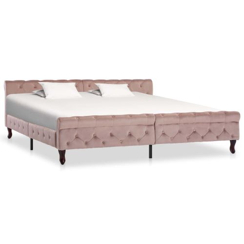 Vidaxl Cadre De Lit Sans Matelas Rose Velours 200x200 Cm