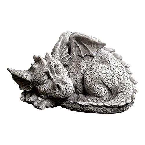 Statue De Jardin Dragon Bébé, Adorable Portrait De Sommeil, Décoration En Pierre, Pour L'extérieur De La Maison, Ornements Artistiques De Jardin, Décoration De Pelouse