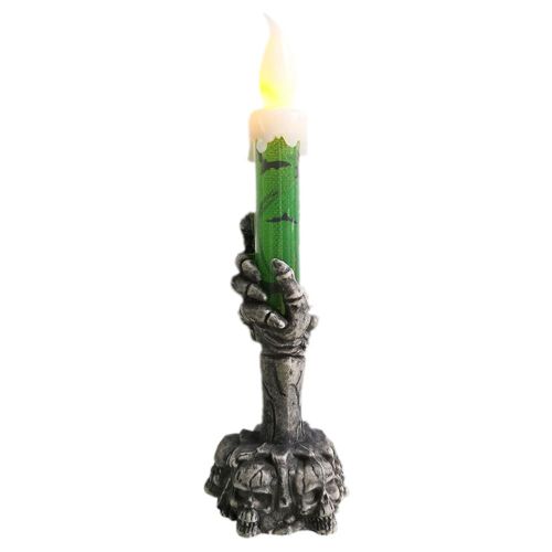 Bougie Électronique En Forme De Squelette Fantôme Pour Halloween, Veilleuse Sans Fumée, Accessoires De Bar Pour Fête D'halloween, Lampe À Paillettes De Décoration