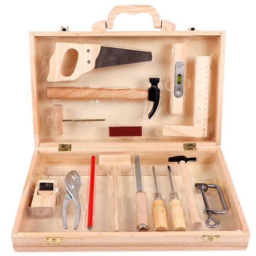 Boîte à outils en bois pour enfants, jeu de simulation, ensemble de réparation, construction multifonctionnelle, travail du bois, Kit d'outils en bois