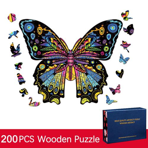 Puzzle En Bois 200 Pièces, Puzzle En Forme De Papillon, Animaux, Cadeau Pour Enfants Et Adultes