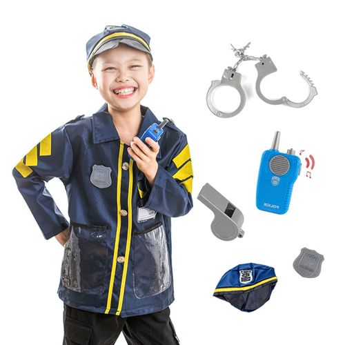 Costume De Police Pour Enfants, Chemise, Chapeau, Sifflet, Uniforme De Cosplay Réaliste Pour Garçons, Kit De Costumes De Fête De Carnaval D'halloween