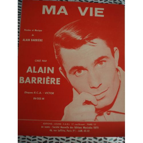 Alain Barriere Partition / Ma Vie De 1964.