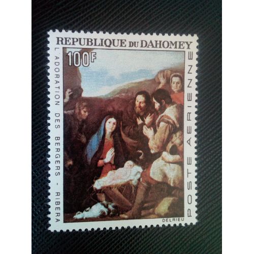 Timbre Benin ( Dahomey ) Yt Pa 51 "Adoration Des Bergers", José Ribera 1966 ( 0020905 )
