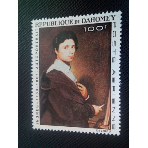 Timbre Benin ( Dahomey ) Yt Pa 53 Jean-Auguste-Dominique Ingres, Centenaire De La Mort, Autoportrait À L'âge De 24 Ans, 1804 1967 ( 0020905 )