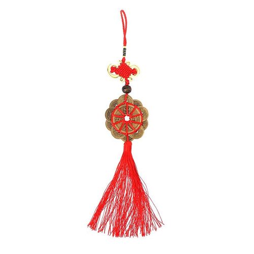 Ensemble De Pièces De Monnaie Feng Shui, N¿Ud Chinois Rouge Porte Bonheur, Breloques Anciennes, Protection De La Prospérité, Bonne Fortune