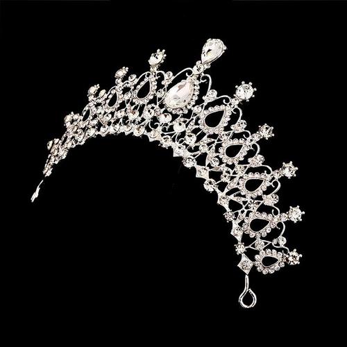 Baroque Luxe Strass Perles Coeur Mariée Diadème Couronne Argent Cristal Diadème Voile Diadèmes Mariage Cheveux Accessoires Chapeaux