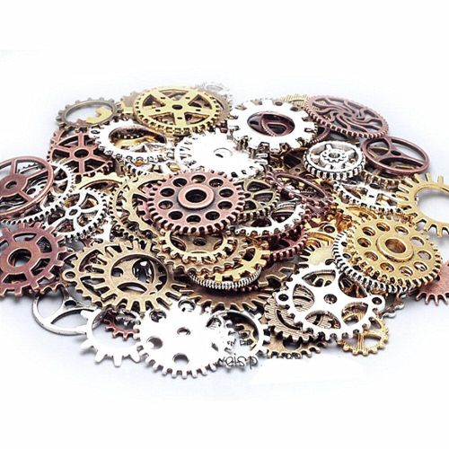 Assortiment D'accessoires Pour Bijoux, 100 Grammes, Différents Styles D'horloge, Roues, Artisanat, Pendentif, Engrenages Steampunk, Pièces Durables En Alliage