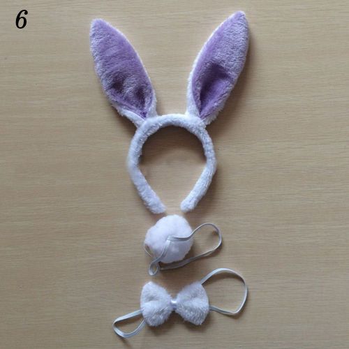 Bandeau Oreilles Lapin En Peluche De Pâques, Robe Fantaisie, N¿Ud Papillon, Ensemble De Fête Mignon