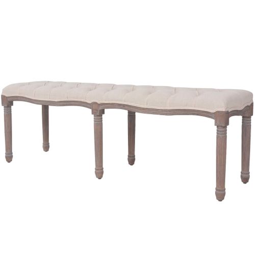 Vidaxl Banc Lin Bois Massif 150 X 40 X 48 Cm Blanc Crème