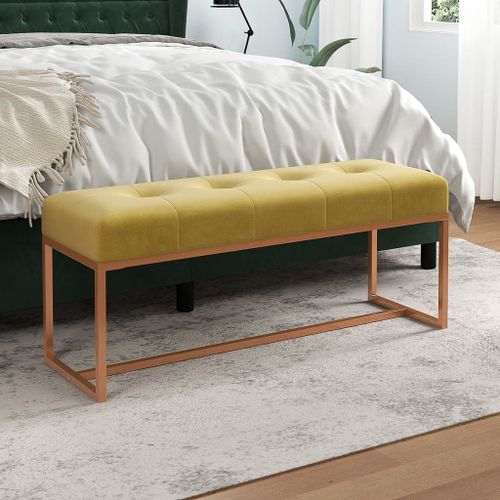 Vidaxl Banc Jaune Moutarde 110x36x45 Cm Velours