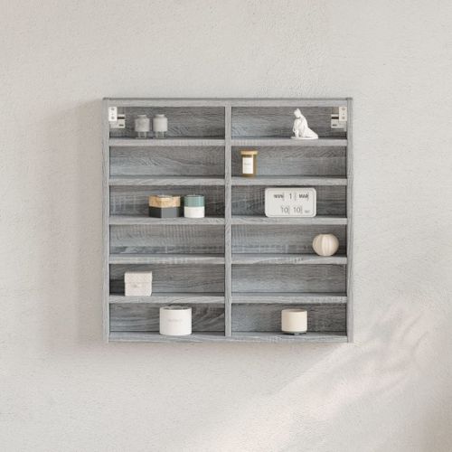 Vidaxl Armoire À Vitrine Sonoma Gris 60x8,5x58 Cm Bois D'ingénierie