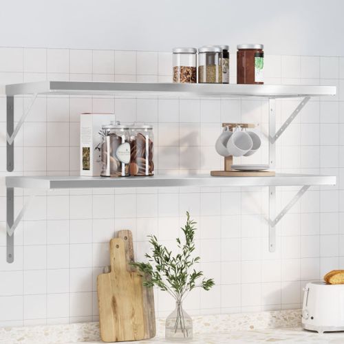 Vidaxl Étagères Murales 2 Pcs 100x40x3 Cm Argenté Acier Inoxydable