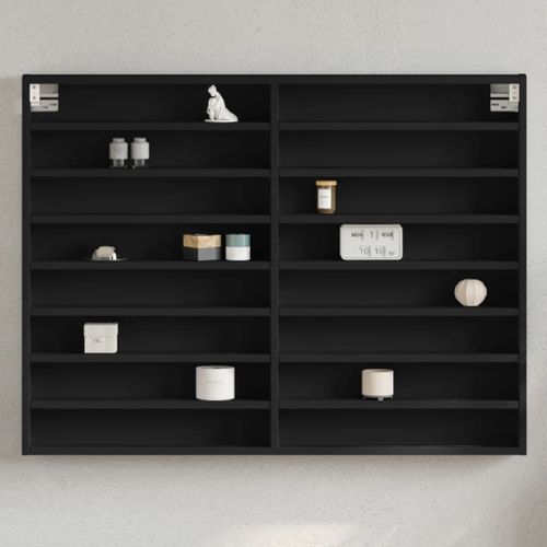 Vidaxl Armoire À Vitrine Noir 100x8,5x75 Cm Bois D'ingénierie