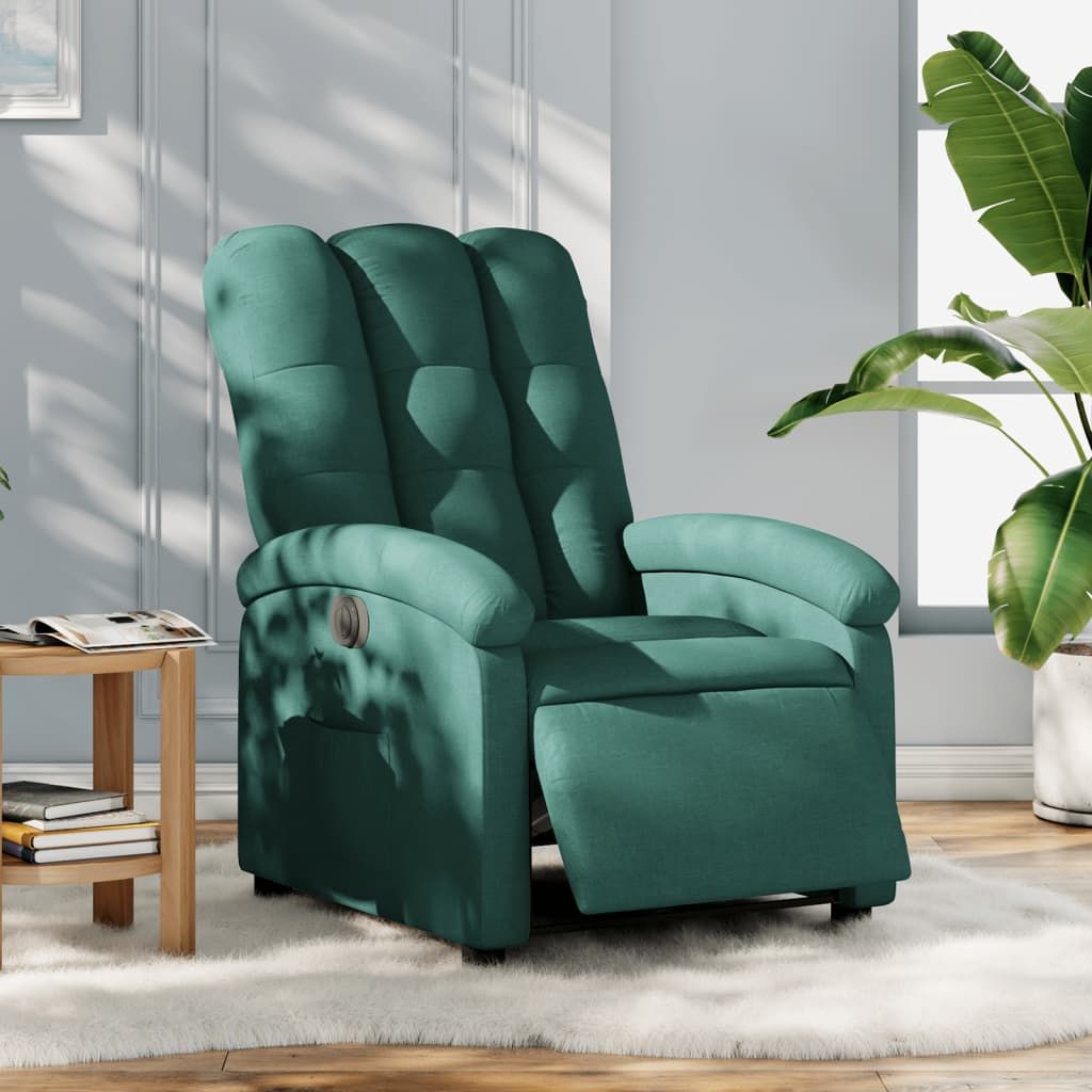 Vidaxl Fauteuil Inclinable Électrique Vert Foncé Tissu