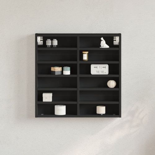 Vidaxl Armoire À Vitrine Noir 60x8,5x58 Cm Bois D'ingénierie