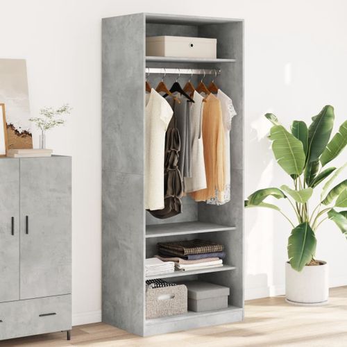 Vidaxl Garde-Robe Gris Béton 80x50x200 Cm Bois D'ingénierie