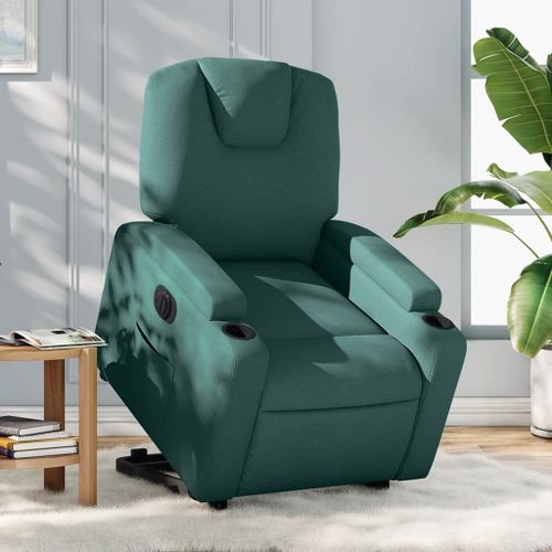 Vidaxl Fauteuil Inclinable Électrique Vert Foncé Tissu