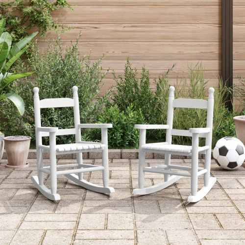 Vidaxl Chaises À Bascule Enfants Lot De 2 Blanc Bois Peuplier Massif