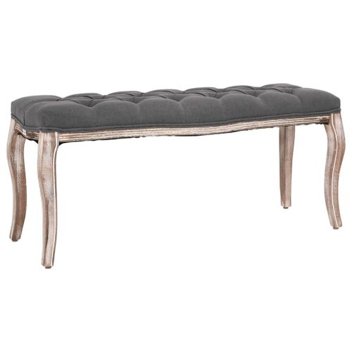 Vidaxl Banc Lin Bois Solide 110x38x48 Cm Gris Foncé