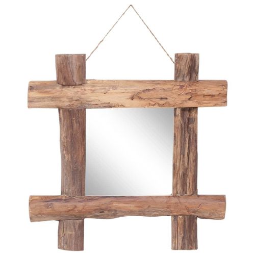 vidaXL Miroir à bûches Naturel 50x50 cm Bois de récupération massif