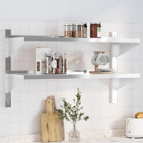 Vidaxl Étagère Murale À 2 Niveaux 100x40x60cm Argenté Acier Inoxydable