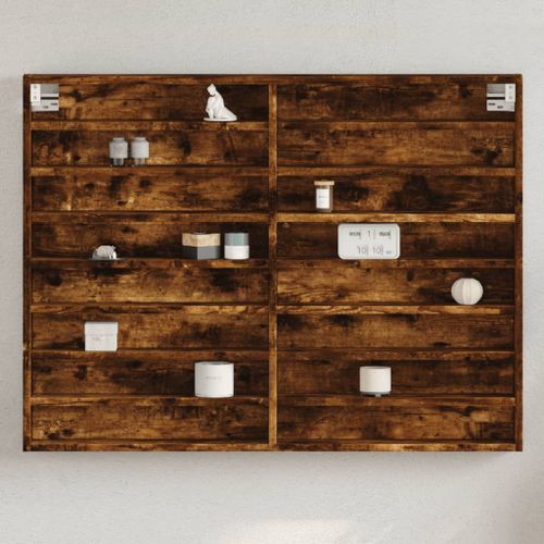 Vidaxl Armoire À Vitrine Chêne Fumé 100x8,5x75 Cm Bois D'ingénierie