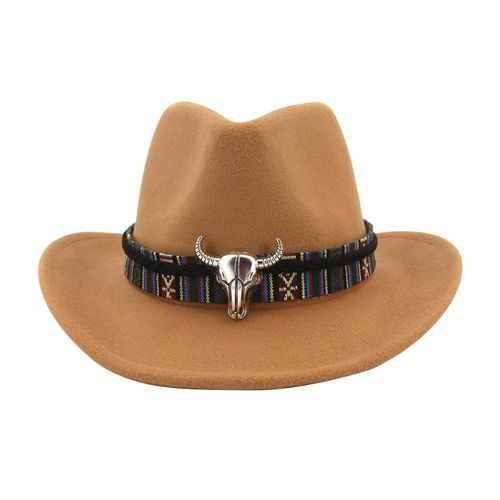 Robe Fantaisie Pour Hommes Et Femmes, Style Western Avec Bandeau En Forme De Vache, Chapeau De Cowboy Pour L'extérieur, Jazz, Voyage, Feutre À Large Bord, Mode Vintage