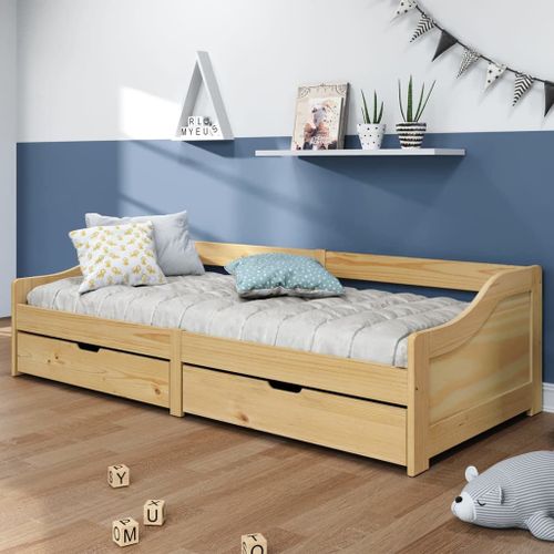 Vidaxl Lit De Jour Avec 2 Tiroirs Irun 90x200 Cm Bois De Pin Massif