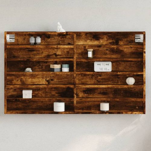 Vidaxl Armoire À Vitrine Chêne Fumé 100x8,5x58 Cm Bois D'ingénierie