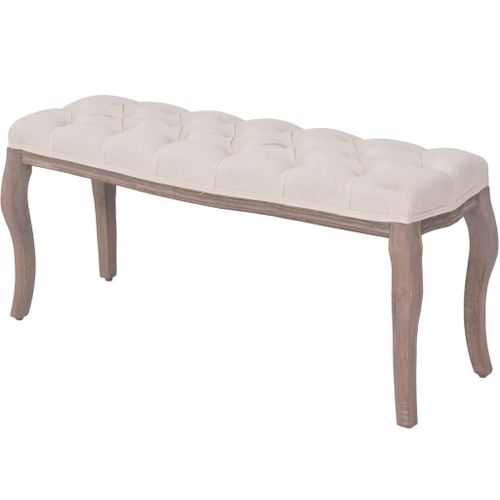 Vidaxl Banc Lin Bois Massif 110 X 38 X 48 Cm Blanc Crème